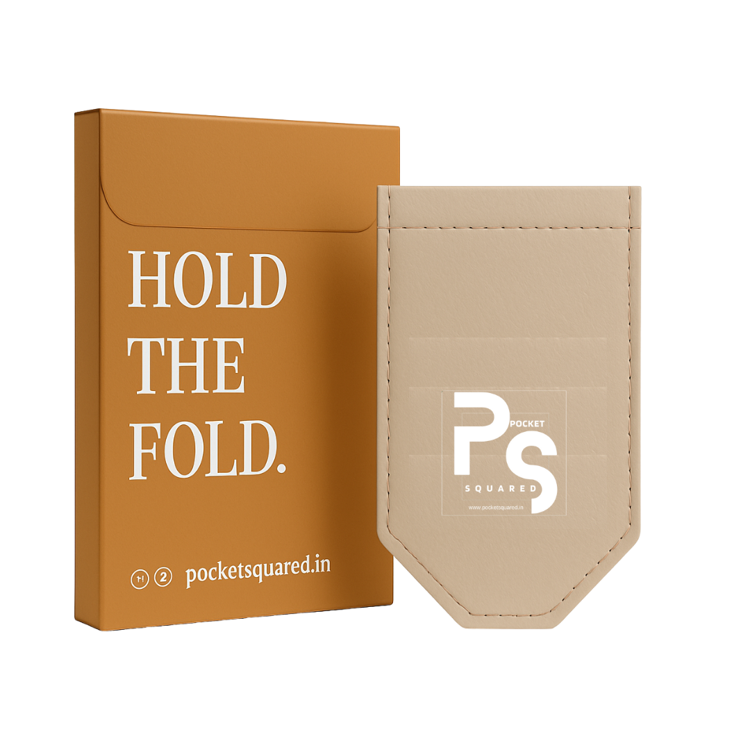 Beige Pocket Square Holder with its original Pocket Squared packaging