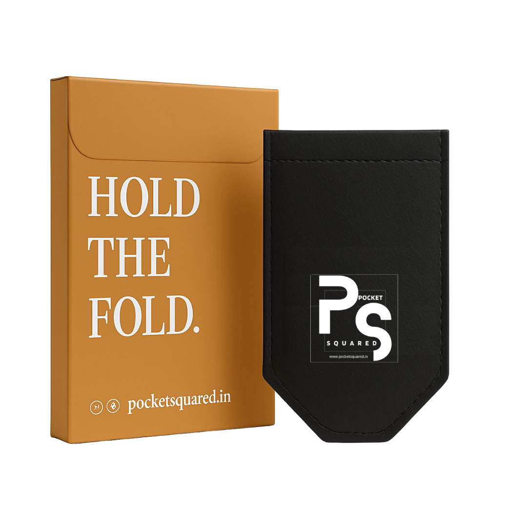 Black Pocket Square Holder with its original Pocket Squared packaging